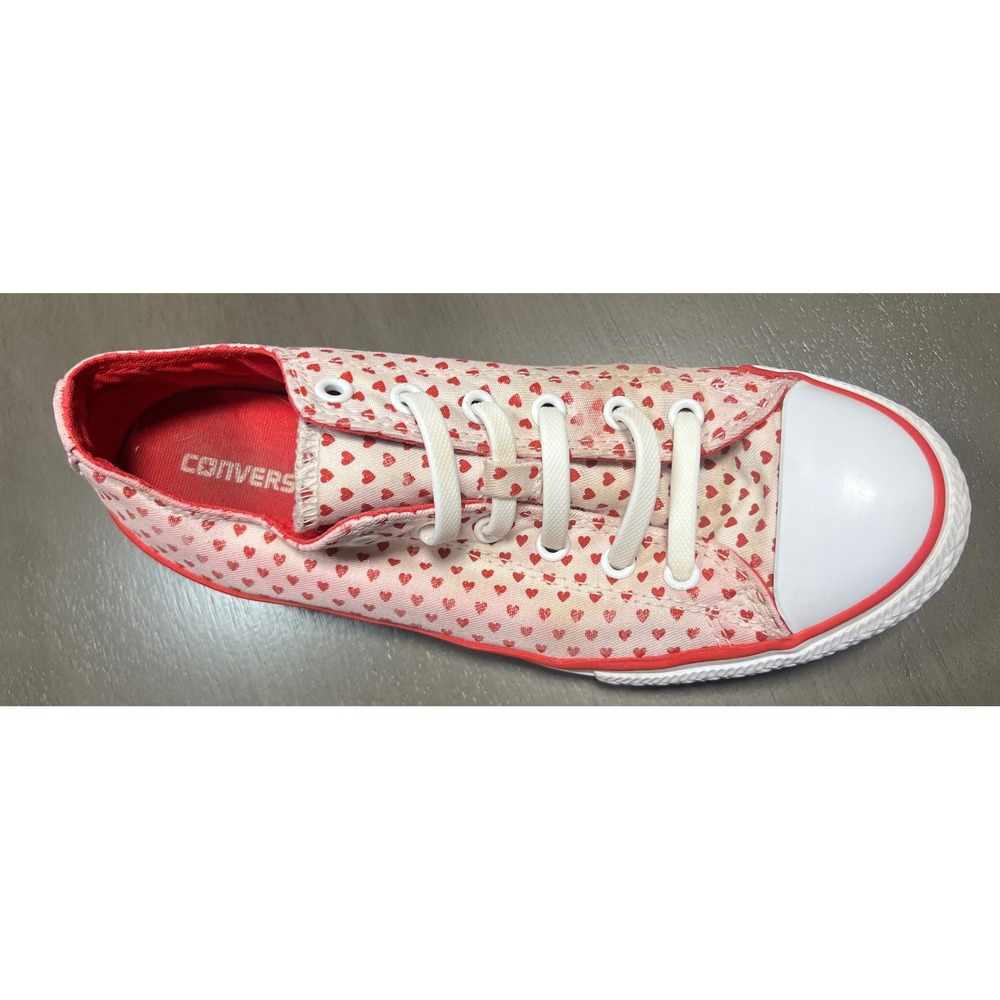 Converse Chuck Taylor All Star Low Top Red Heart Print Sneakers 652816C Junior 5 - Picture 5 of 12